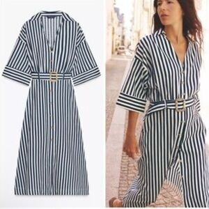 White And Blue Vhite Zara Shirt Dress XS